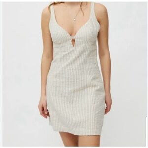 Urban Outfitters SZ L Seersucker mini dress adjustable straps side zipper